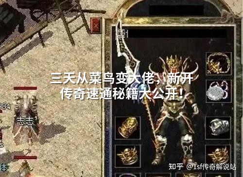 三天从菜鸟变大佬,新开传奇速通秘籍大公开!